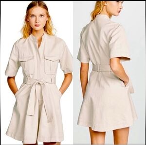 A.L.C. Cream A-Line Short Sleeve Brynn Dress with Belt Women's 10